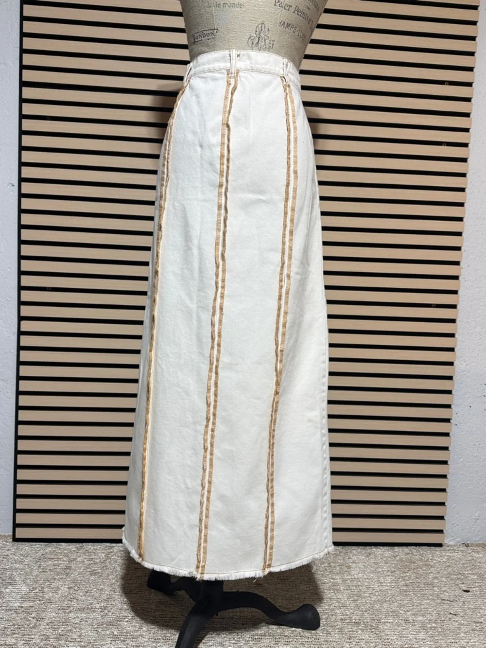 Moon River Neutral Cream Midi Skirt - Picture 4 of 9